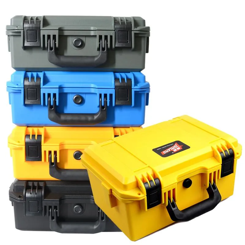 Gereedschapskisten tragbarer Plastiksicherheitsschutzbox Instrument Hülle Kameraausrüstung wasserdichte Stoßdämpfer Werkzeugkasten Hardware -Speicher mit Schwamm