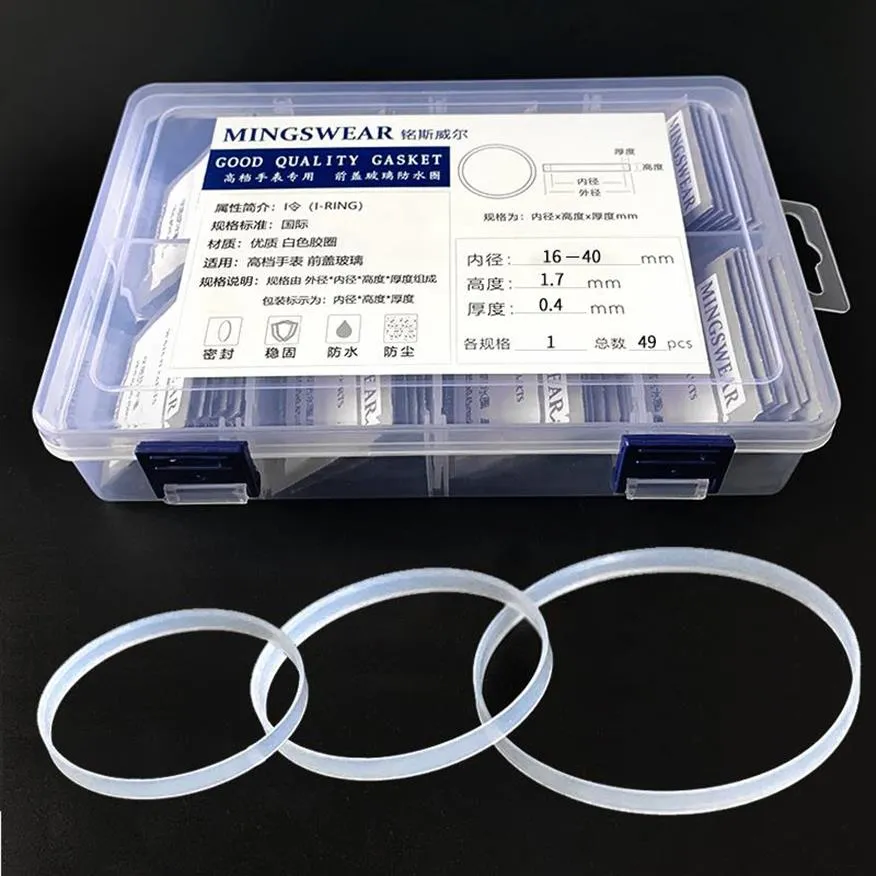 Repair Tools & Kits total 49pcs White Gasket For Front Glass 16-40mm Dia High 1 7 Thick 0 4mm Watch Parts274T