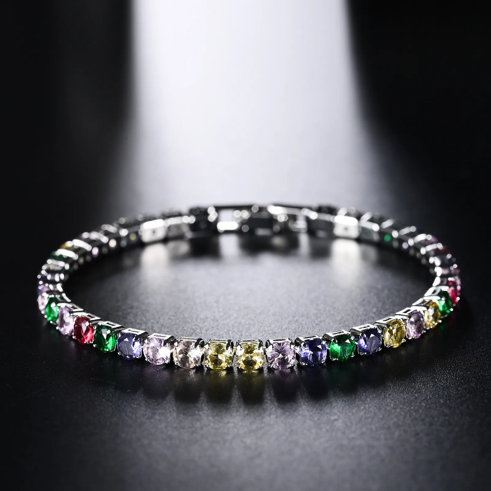 Bohemian Multi Color Zirconia Gold Plated Tennis Bracelet
