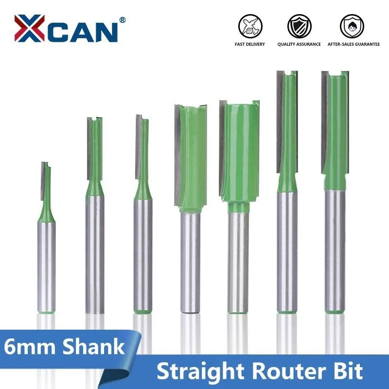 Frees Xcan Single Double Flute Straight Bit 6mm Shank Milling Cutter for Wood Tungsten Carbide Router Bit Woodwork Tool