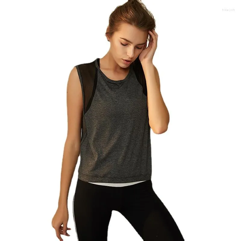 Chemises actives mouvement débardeur femmes Fitness gilet sans manches maille couture conception évacuation de l'humidité Yoga vêtements Sport