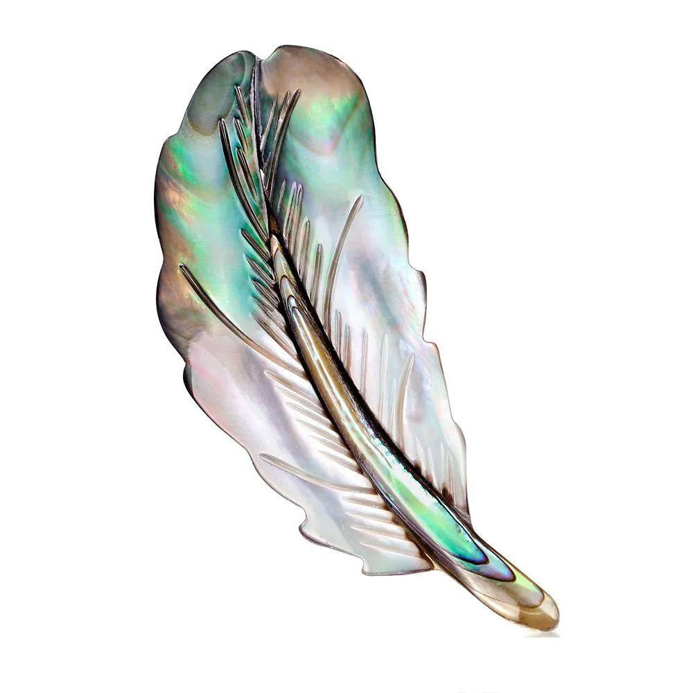 Pins Brooches Natural Shell Feather Brooch Shape Cor For Women Fashion Jewelry Gift Will And Sandy Drop Delivery Dhgtw