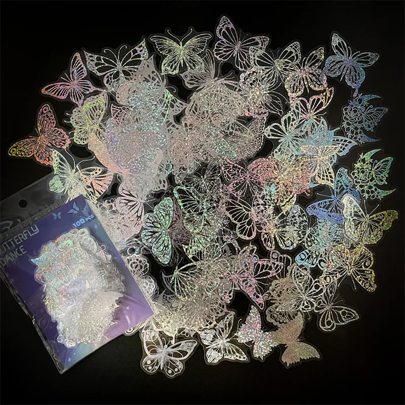 Transparent Butterfly Stickers Glitter Laser Holographic Stickers ...