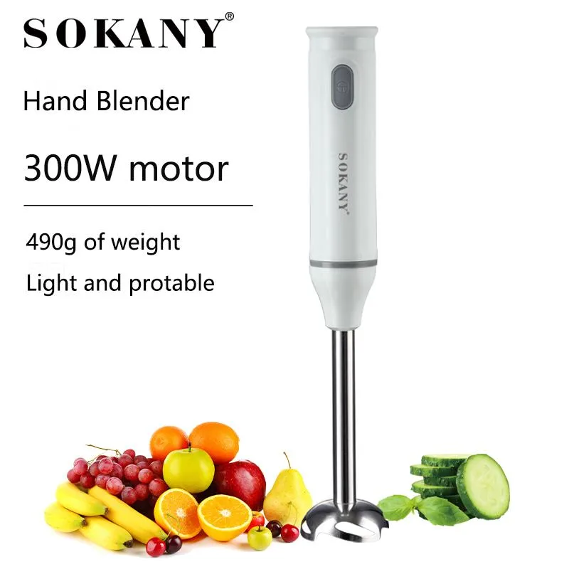 Mixer Sokany 300W Electric Hand Blender 220240V Edelstahlklinge Multifunktionsfutter Porcessor 1809