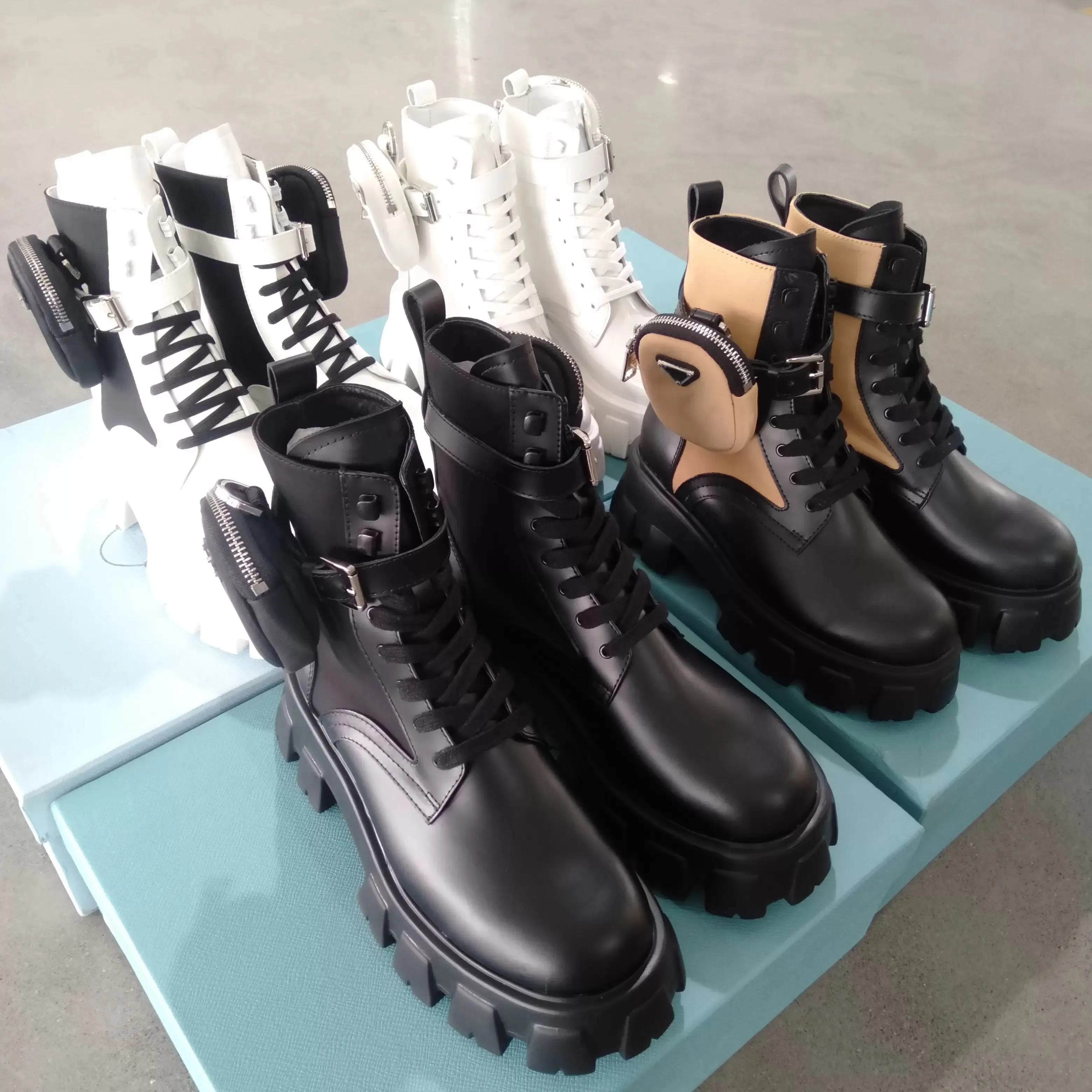 2023 Designer Boots Mężczyźni Kobiety Rois Kid Martin Boot Wojskowe inspirowane bojownicy skórzane nylonowe nylonowe porywacze Buty Buty Rozmiar 35-45