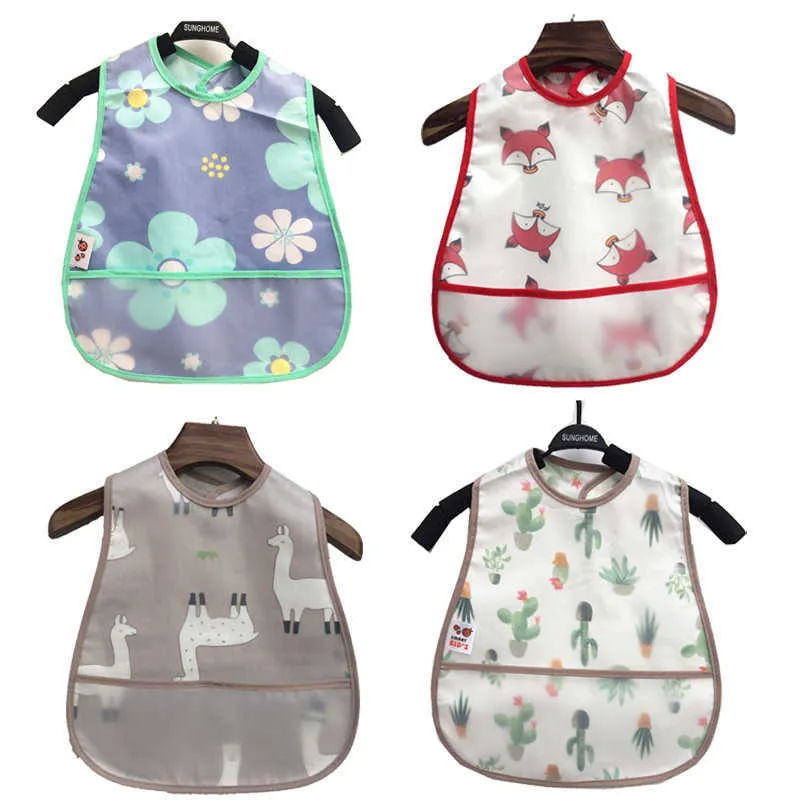 Bibs Cloths High quality adjustable EVA cotton cartoon children's waterproof lunch feeding girl boy baby bib Burp fabric G220605