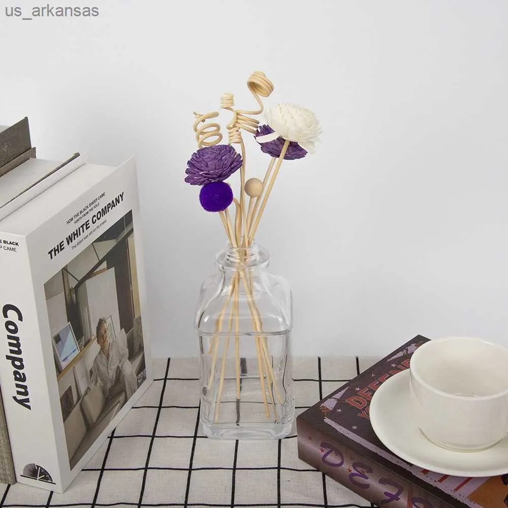 8st Purple Artificial Flower Rattan Reed Fragrance Arom Diffuser Refill Stick Diy Floral Home Decor Crafts L230523