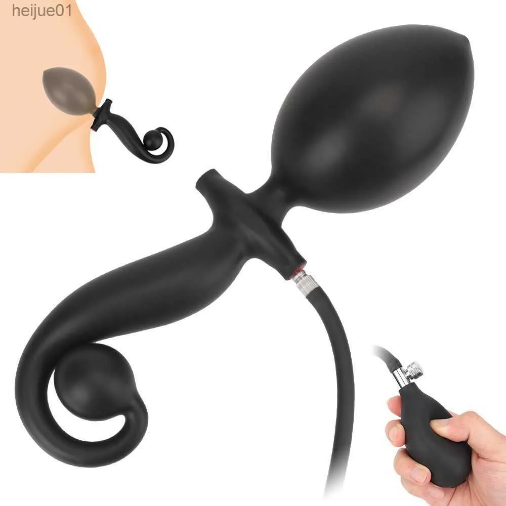 Pompa anale Plug gonfiabile Coda di cane Dildo Expander Massaggiatore prostatico Big Butt Plug Giocattoli del sesso per uomini Donne Giochi per adulti L230518