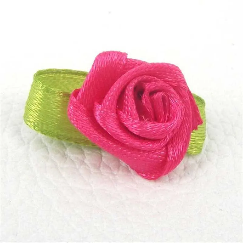  Mini Ribbon Roses, 100Pcs Artificial Fabric Flowers