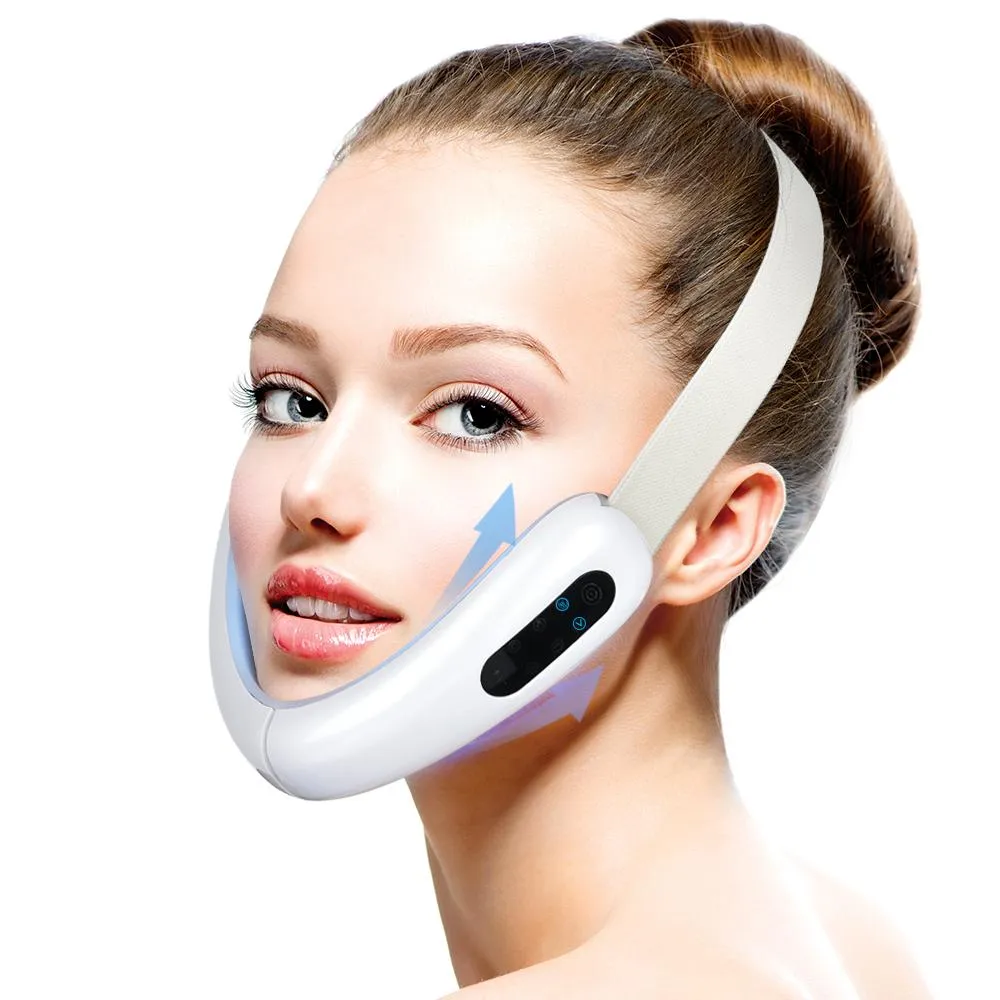 Tool Microcurent Face Lifting Device Chin VLine Up Lift Belt Machine Red Blue LED Photon Therapy Face Slimming Vibration Massager