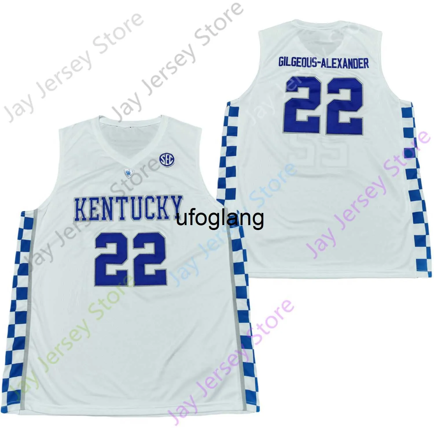 coe1 2020 New NCAA College Kentucky Wildcats Trikots 22 Gilgeous-Alexander Basketballtrikot Größe Jugend Erwachsener alle genäht