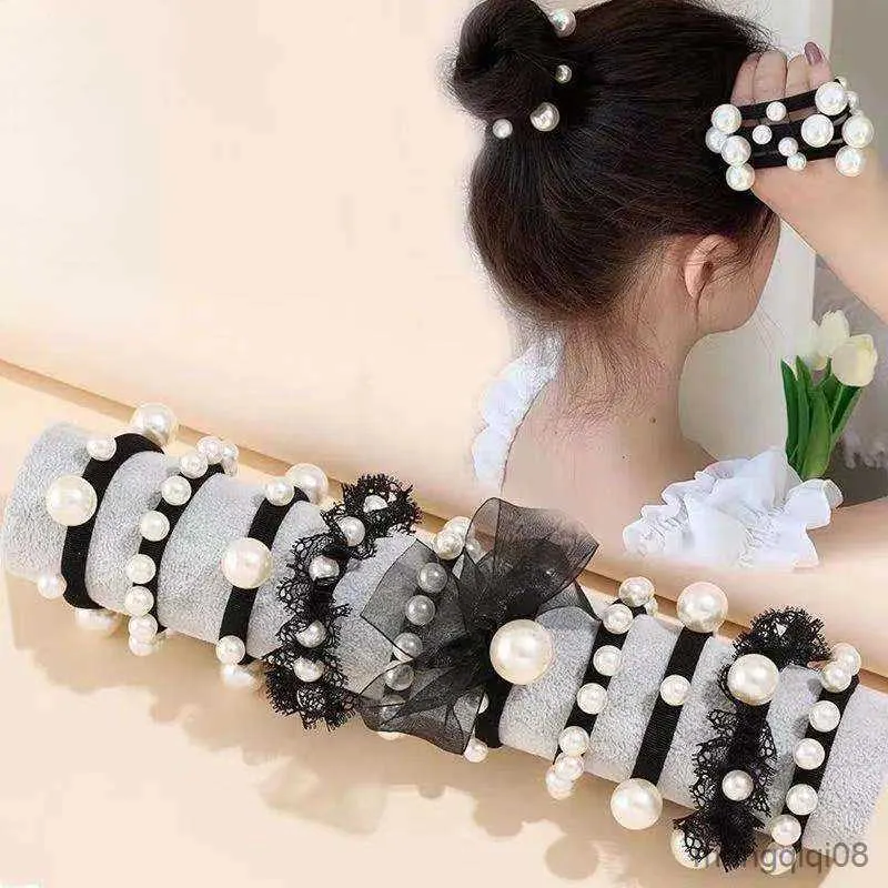 Altro Trend Seamless Black Hair Rope Lace Hair Ring Rubber Fashion Simple Adult Children Girls Hair Accessories