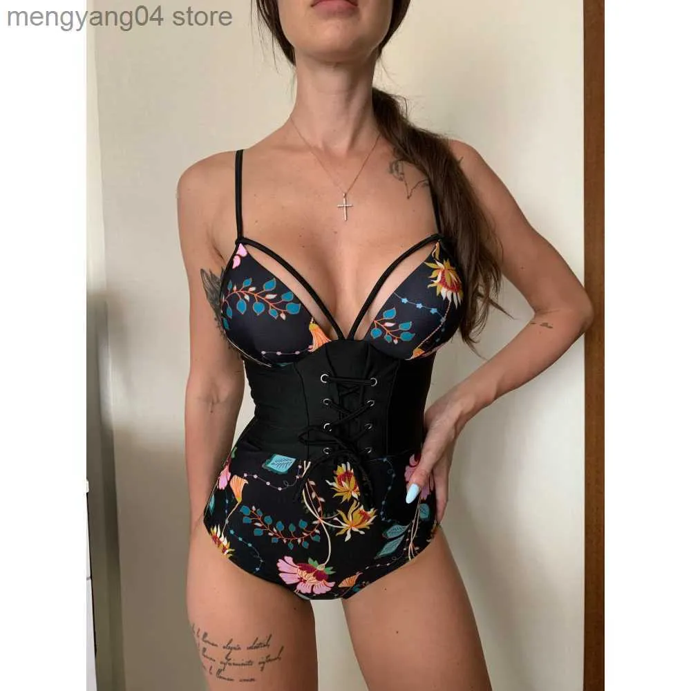 Damskie stroje kąpielowe 2023 NOWA KONTROLA BIDOMENY WASIT PUSH UP SWIMSUS SKWISWAWIN SKWARTACJA VINTAGE RETRO Kąpy Bodysuit Beach Zużycie Backless T230606