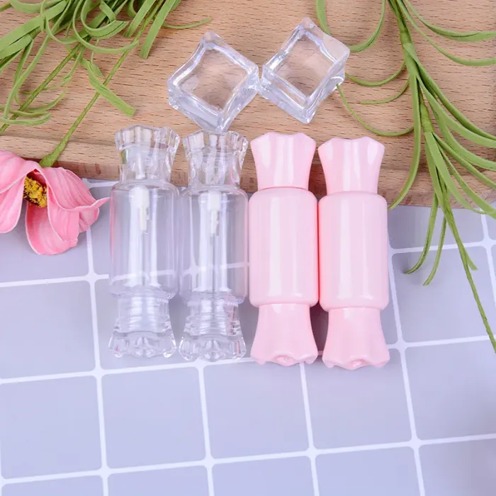 Portable 3.9mL Cute Empty Candy Shape Lip Gloss Tube Clear Empty Liquid Lipstick Refillable Container Lovely Lip Gloss Tube