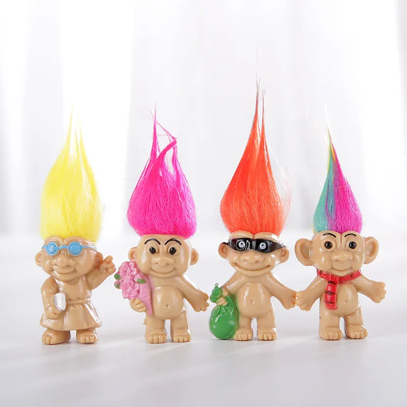 Colorful Hair Troll Doll Family Members Daddy Mummy Baby Boy Girl Leprocauns Dam Trolls Toy Gifts Happy Love Family