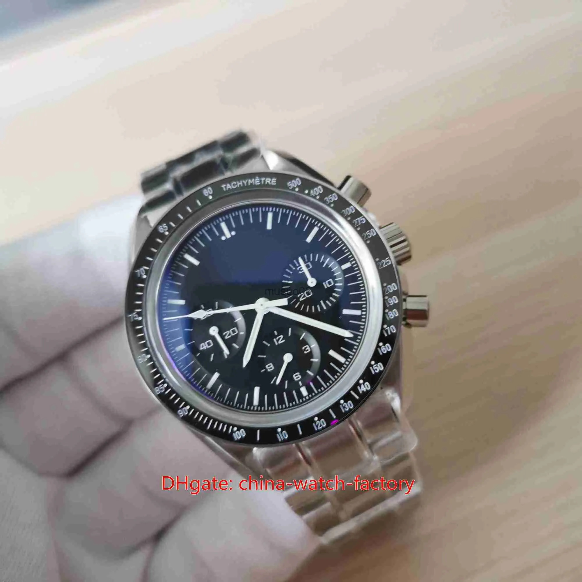 Inne zegarki Om Mens Mens Watch Super Quality 44 mm MoonWatch Chronograph Chronograph Stopwatch zegarki zegarki ze stali nierdzewnej przezroczystą mechanikę J230606