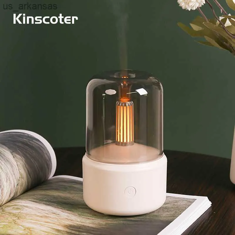 Humidificateur d'air aux chandelles 120 ml Diffuseur d'arômes d'huiles essentielles d'aromathérapie USB C avec lampe de nuit à filament de lumière ambiante LED L230523