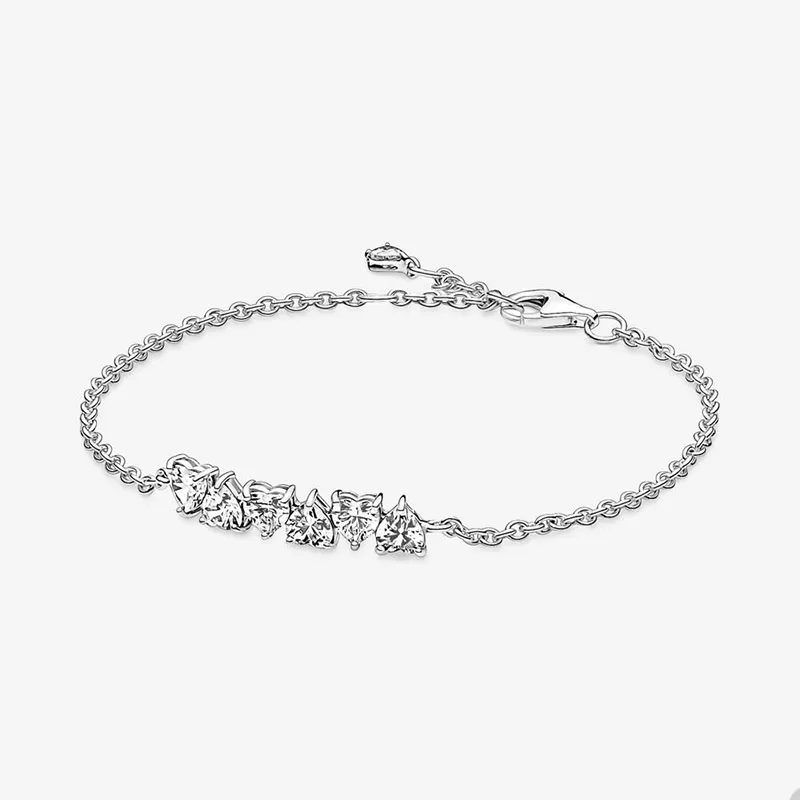 Bracelet de chaîne de coeurs sans fin étincelant pour Pandora Bracelets en argent sterling 925 Bijoux de créateur pour femmes Bracelet de mariage en cristal de diamant avec boîte d'origine