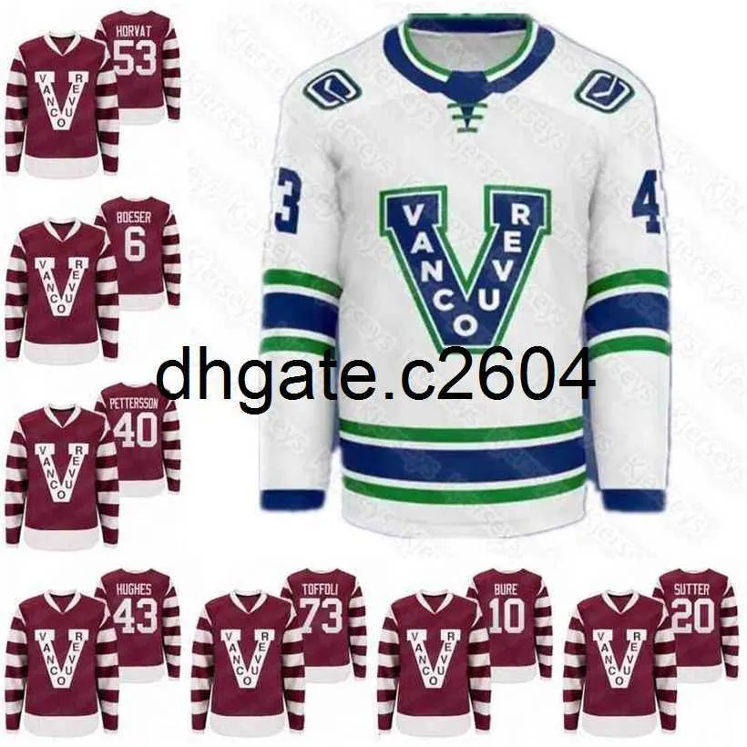 CC2604 Bo Horvat Vancouver Jersey Brock Boeser Elias Pettersson Alex Chiasson Nic Petan Quinn Hughes H.Sedin Pavel Bure Millionaires