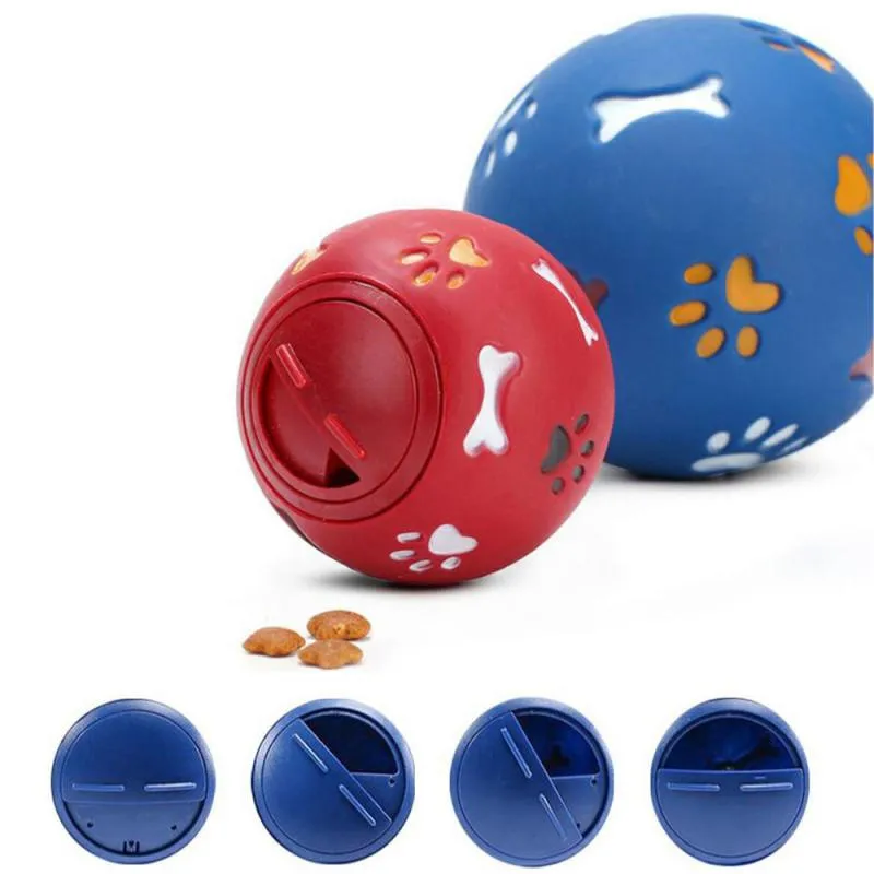 Giocattolo per cani Palla di gomma Dispenser da masticare Perdita di cibo Palla da gioco Interattivo Pet Dental Dentizione Giocattolo da addestramento Blu Rosso Diametro 7,5 cm