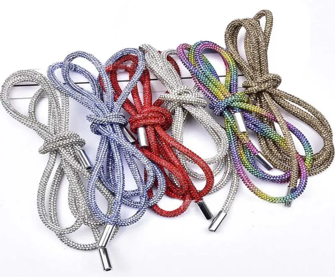 2021 Pieno Di Strass Artigianato FAI DA TE Pantaloni Con Coulisse Cap Corda Corde Arcobaleno Lacci Delle Scarpe Bling Cintura Bowknot Lacci Elastici Pigri Clot1796460 Da 2 27 DHgate