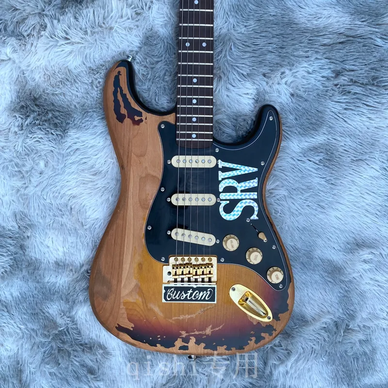 Custom Shop Ltd MasterBuilt SRV Stevie Alder Body Signature Style Ray Vaughan Heavy Relic St Tribute Electric Guitar Aldage Vintage Sunburst Tremolo Bridge