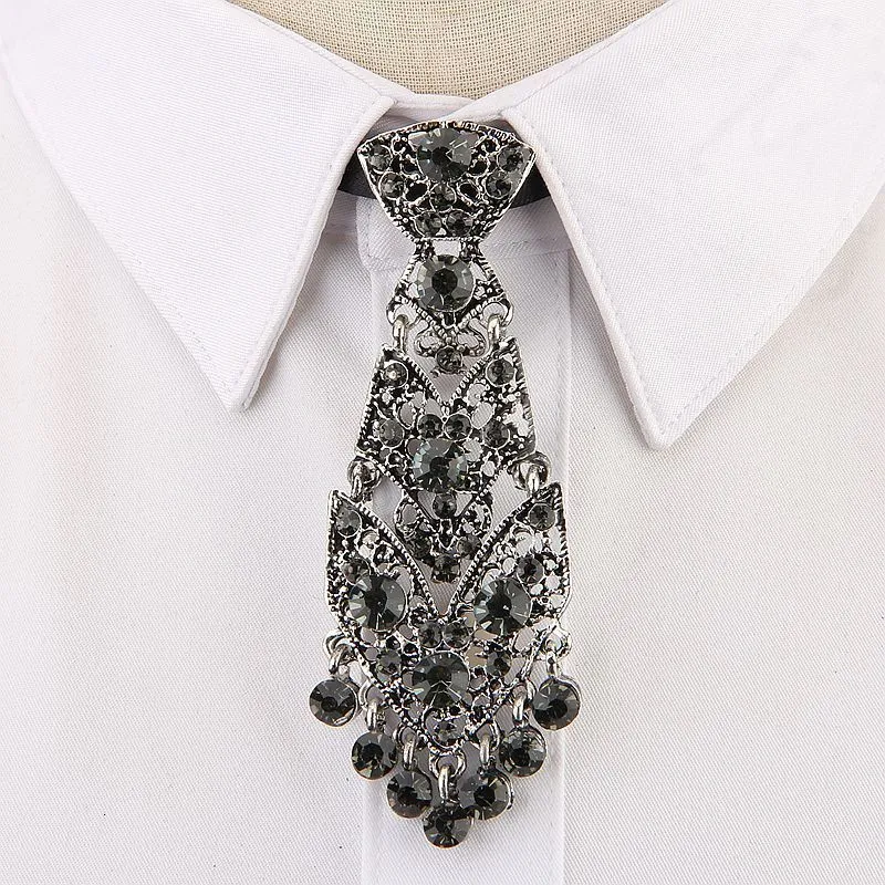 Neck Ties Fashion Personality Crystal Neckties Trendy General Korean Wine Party Wedding Ceremony Metal Short Luxury Tie Men Accessories 230605