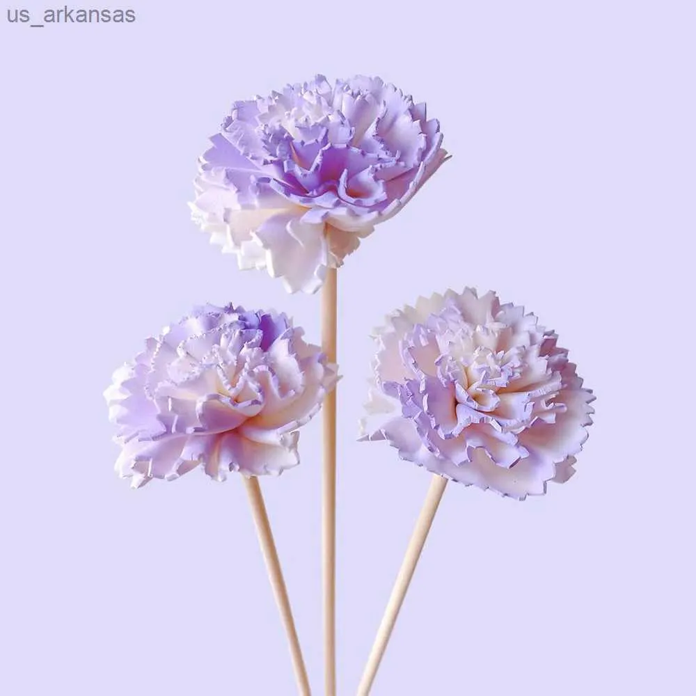 10PCS Purple Carnation Flower Rattan Sticks Fireless Fragrances Reed Diffuser Stick Diy Ornaments Home Decor L230523