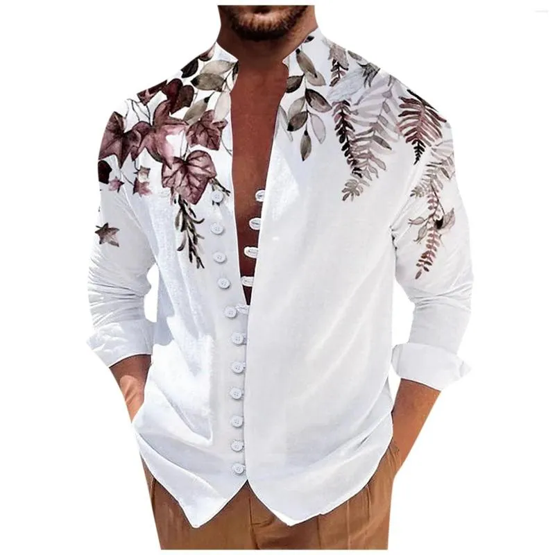 Men's Casual Shirts Print Flower Hawaiian Shirt Men 2023 Mens Oversized Summer Clothes For Beach Camisas Para Hombre