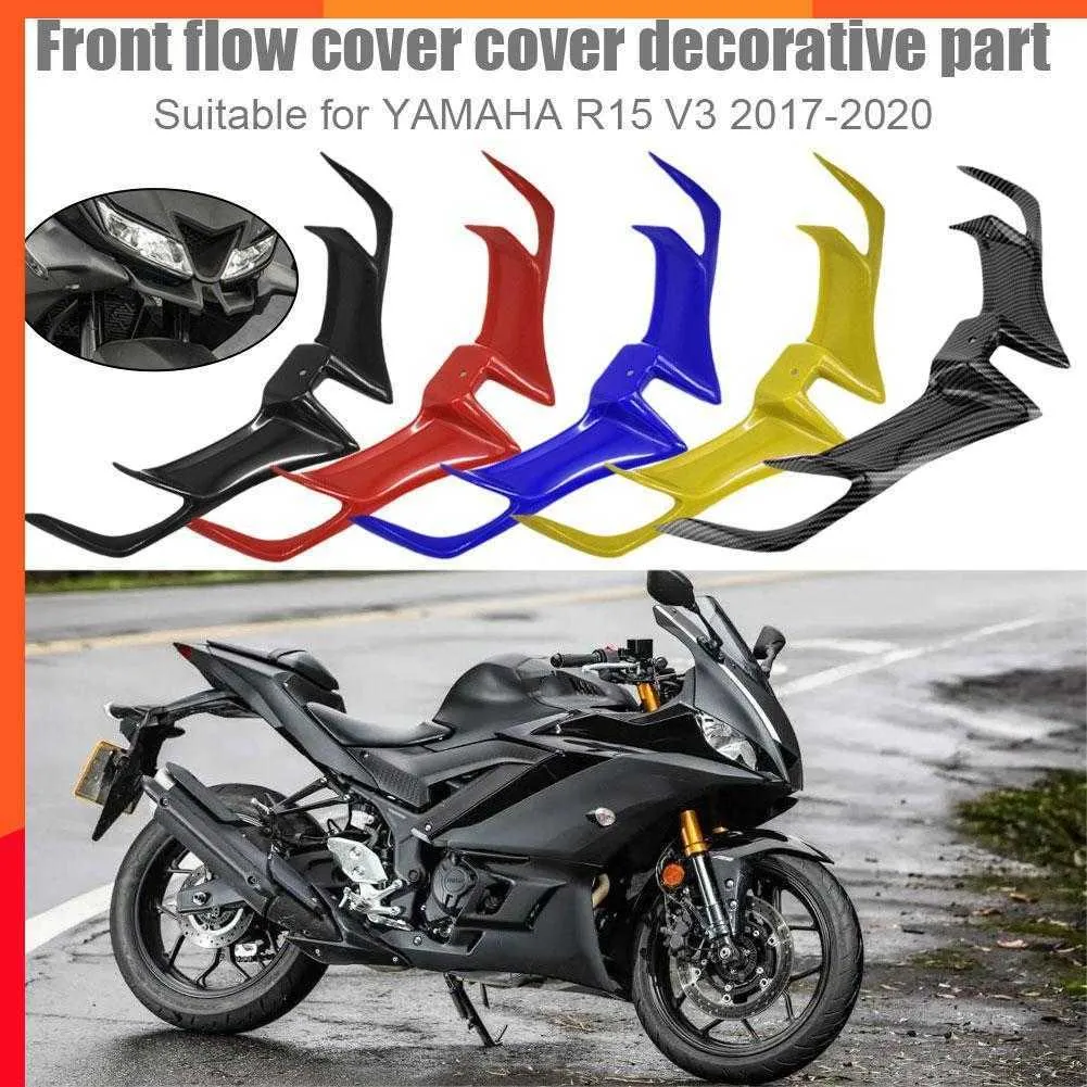 Ny motorcykelfront fairing winglet wing cover trim för Yamaha R15 V3 2017 2018 2019 2020 Shark Fin Beak Motorcykeltillbehör