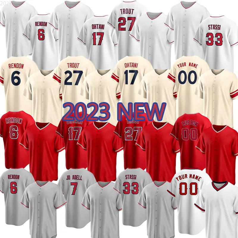 2023 New Connect 27 Mike Trout Baseball Jersey Wear 0 Shohei Ohtani Femme 6 Anthony Rendon Reid Detmers Matt Thaiss Jose Suarez Taylor Ward