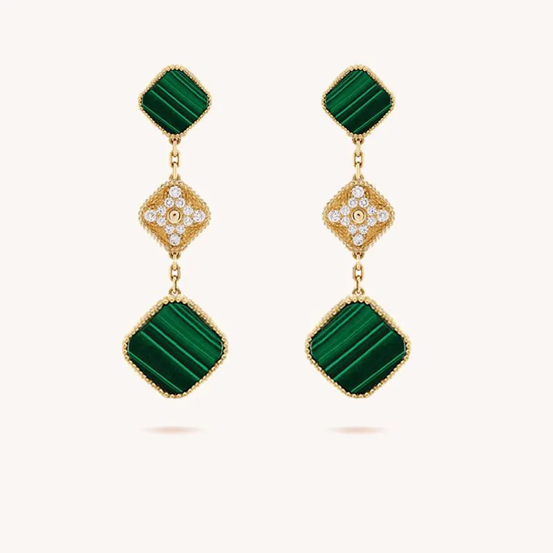 VAN Designer Boucles d'oreilles Trèfle Boucles d'oreilles Vert 925 Argent Mode Classique Boucles d'oreilles Agate Perle Diamant Boucles d'oreilles Saint Valentin cadeau