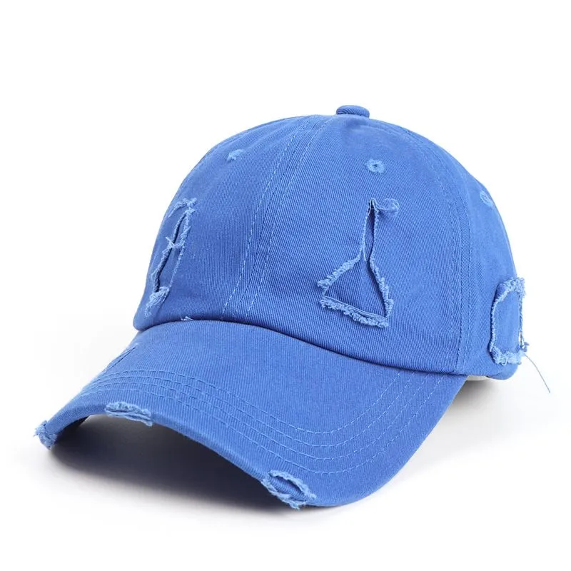 wholesale plain blank soft worn out baseball caps women dad unstructured 6 panel ripped hats distressed DF135