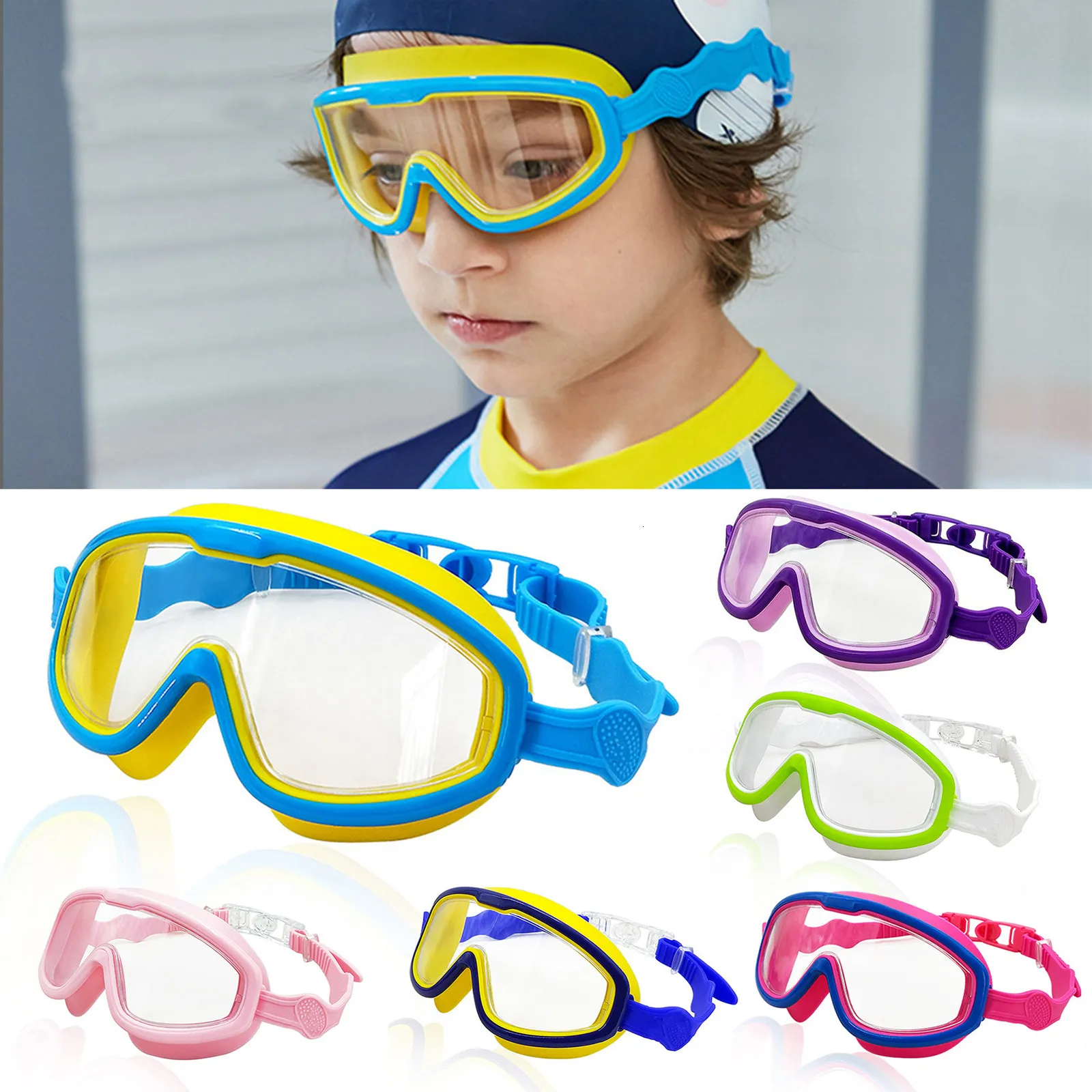 Taucherbrille mit großem Rahmen, Kinder-Schwimmbrille, Anti-Beschlag-Schwimmausrüstung mit weitem Blick für Jungen und Mädchen, Kinderbrille für Schwimmbad, 230606