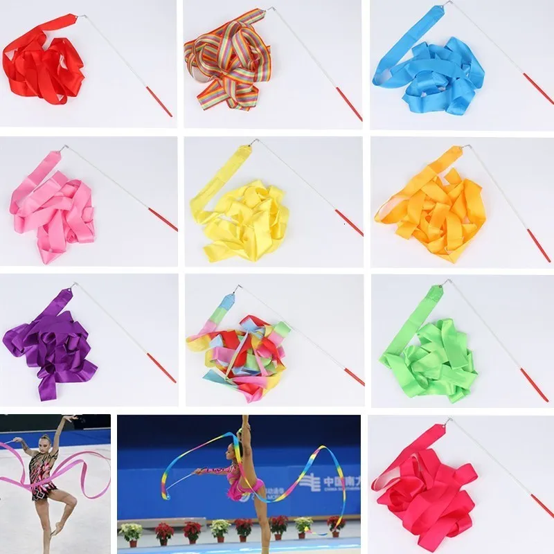 Colorful Ribbon On Stick Dancing 2m X 4m/6m Rhythmic Art Gymnastics Ballet  Streamer With Rainbow Stick For Twirling And Training 230605 From Wai05,  $9.31