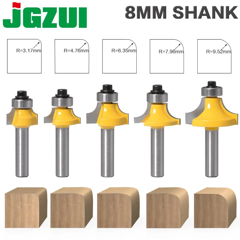 Frees 8mm Corner Round Over Router Bit with Bearing Milling Cutter for Wood Woodworking Tool Tungsten Carbide