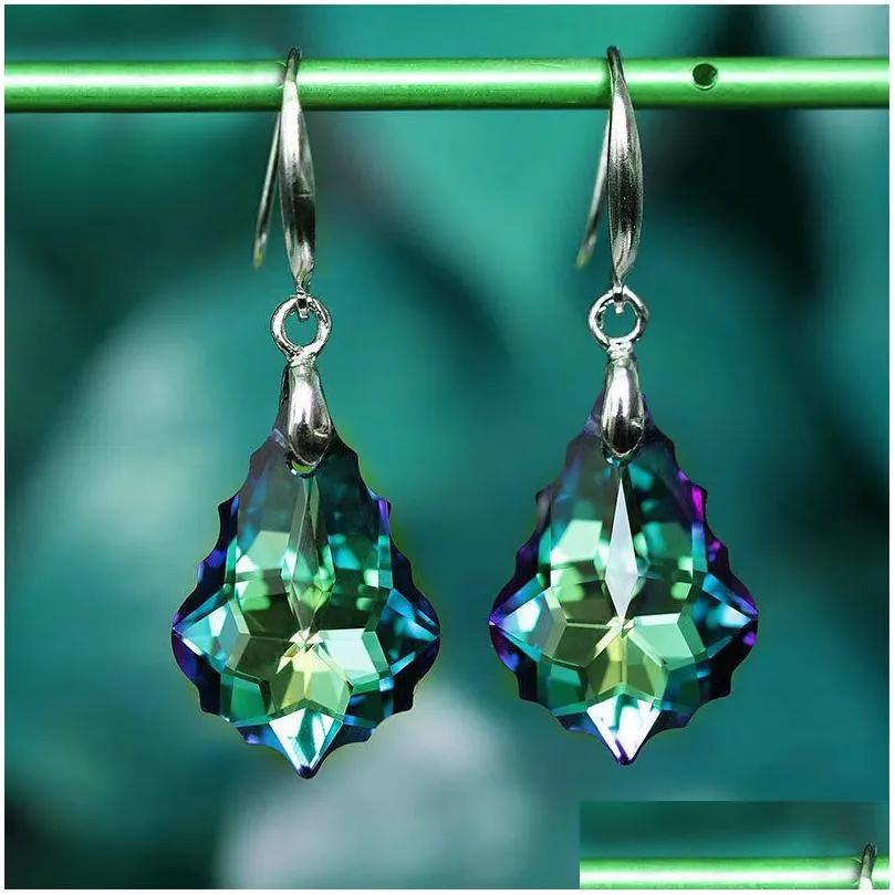 Слушая люстра Sier Austrian Crystal Colorf Baroque Leaf Fashion Serving Jewelry Good Gift Серьги Оптовая доставка DHIZ3