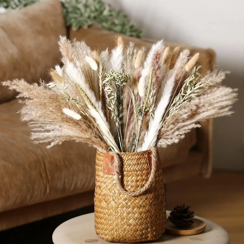 Dekorativa blommor Pampas Grass Bouquet Natural Dried Flower Boho Home Decor för bröllop Centerpieces borddekoration