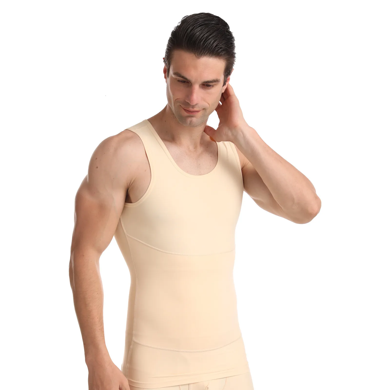 Mäns kroppsformar män svettar toppar bantning kropp shaper bröstkomprimering gynekomastia bröst undertröja midje tränare magväst 230606