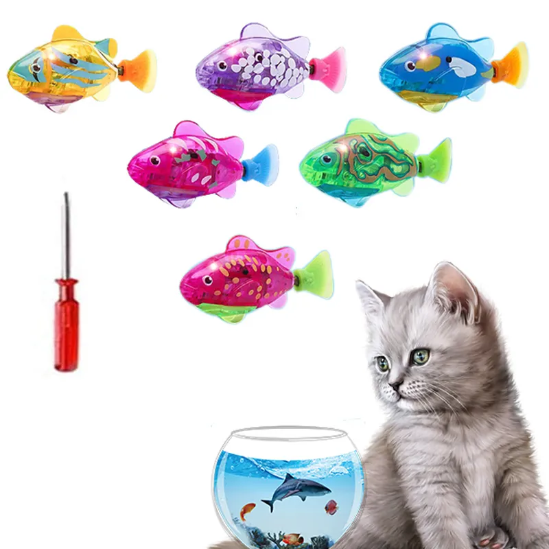 Robot poisson chat jouet interactif poisson chat jouets pour chats d'intérieur jouer au poisson avec lumière LED stimuler l'instinct de chasseur de chat avec cadeau