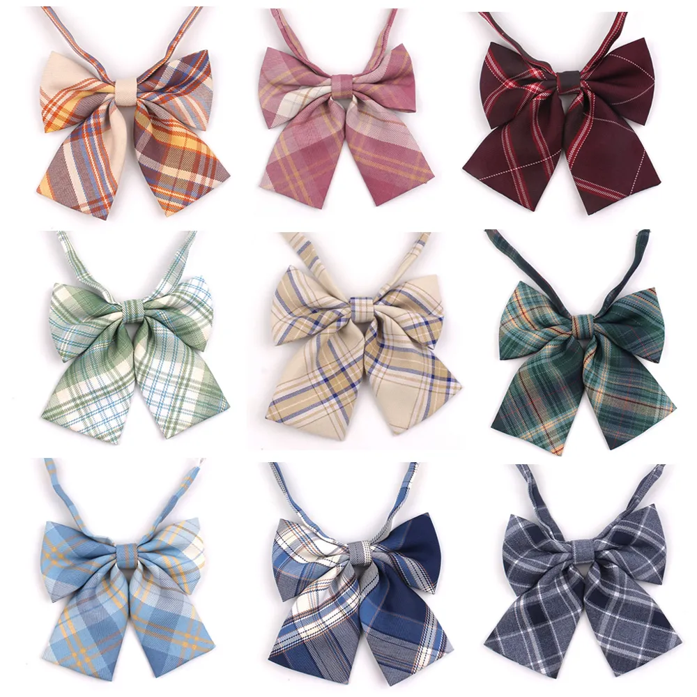 Krawaty szyi żeńskie kratę bowtie swobodny krawat dla kobiet mundur kołnierz motyl Bowknot Check Cravats Dziewczęta Bowties 230605