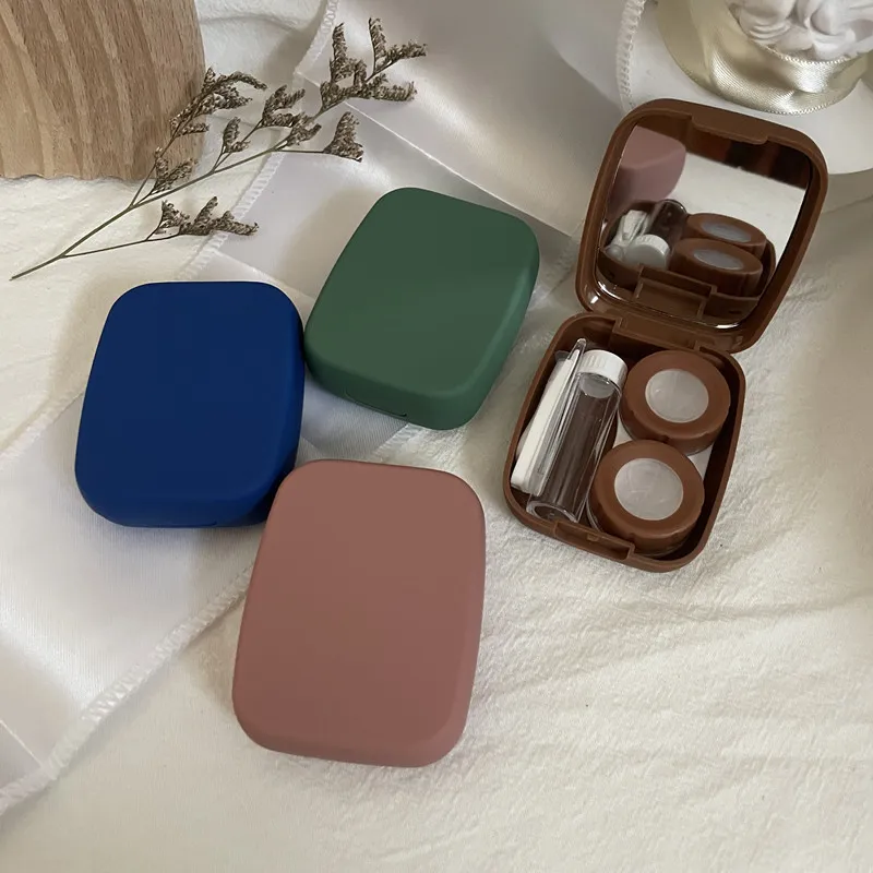 Étuis pour lunettes de soleil Pure Color Frosted Contact Lens Case Femme Lentilles portables compactes et simples Myopie Companion Box Storage 230605