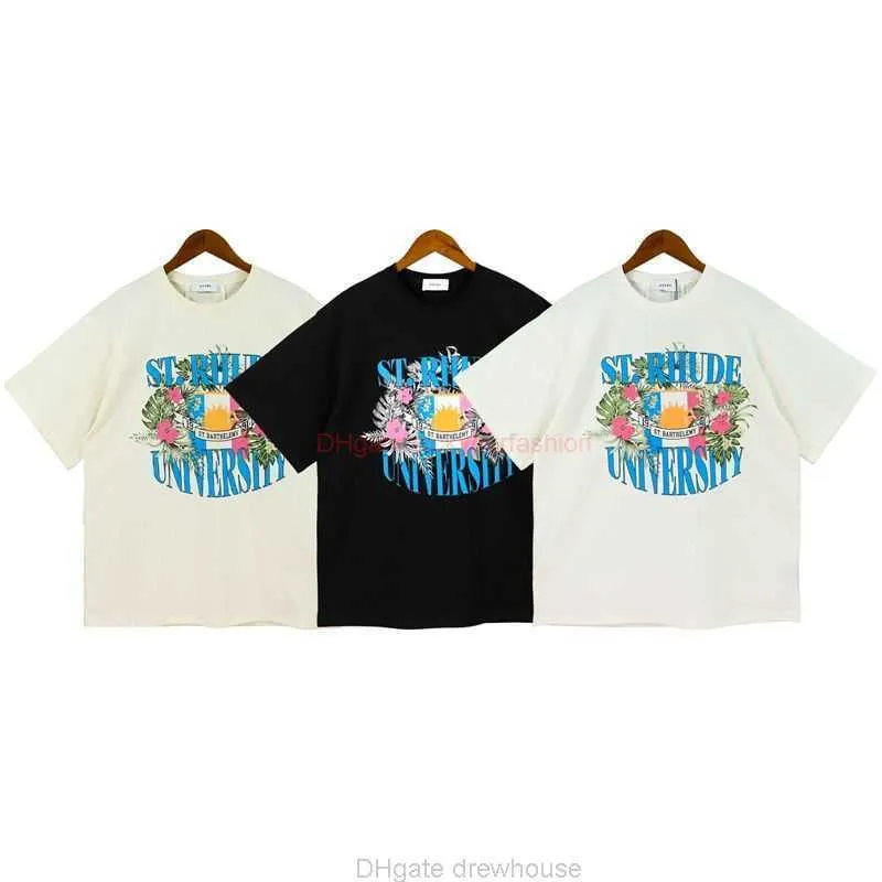 Designer Fashion Vêtements Tees Tshirt High Street Rhude Summer New Simple Lettre Impression Casual Couple Lâche Col Rond À Manches Courtes Tshirt Pur Coton Coton Stre