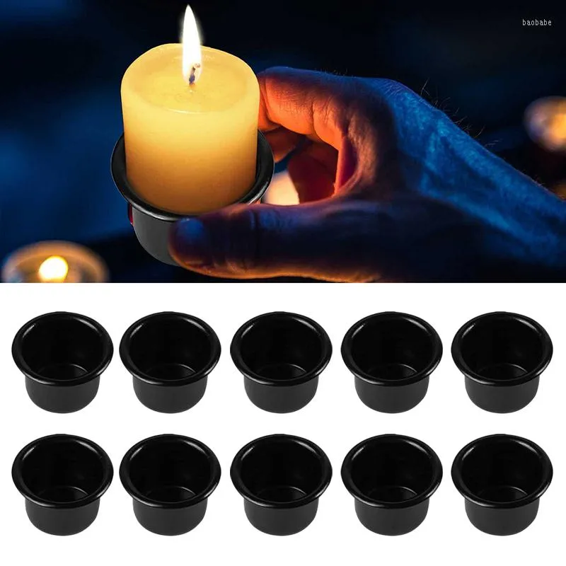 Ljushållare 10st Home Mini Black Cup Holder Stand Drip Protector Candlestick Device Aluminium för att förhindra vax