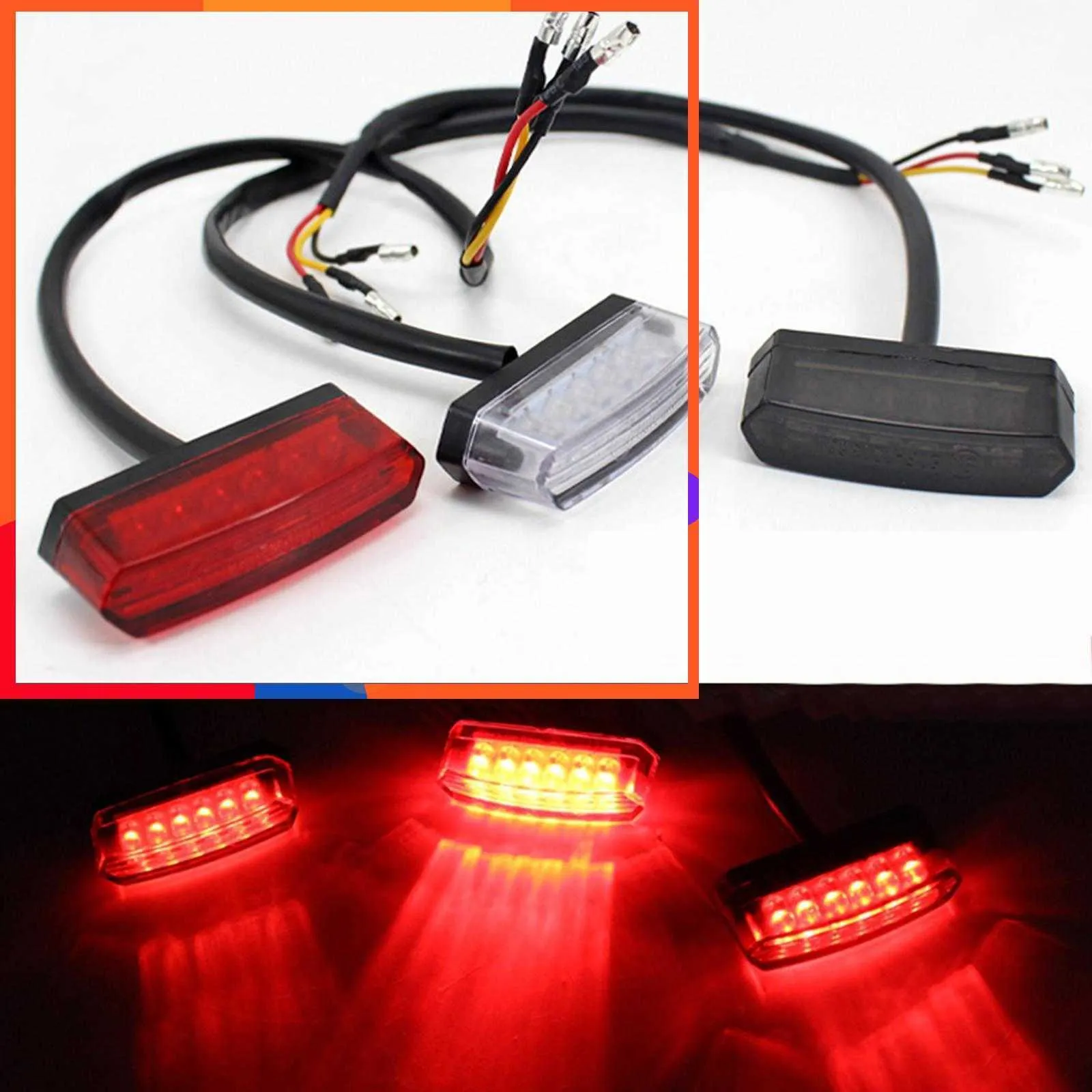 Accessoire Sécurité Motard Feu Stop Moto YnGia - Rouge 12V Lentille Noire Universel Roue Arrière Accessoire Moto 12V