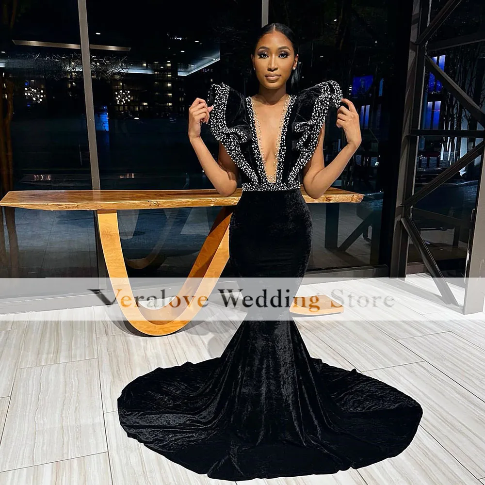 Black Mermaid Black Sparkly Prom Dress With Beaded Ruffles For 2k23 Black Girls Birthday Party And Evening Events From Veralove999 107.18 DHgate.Com
