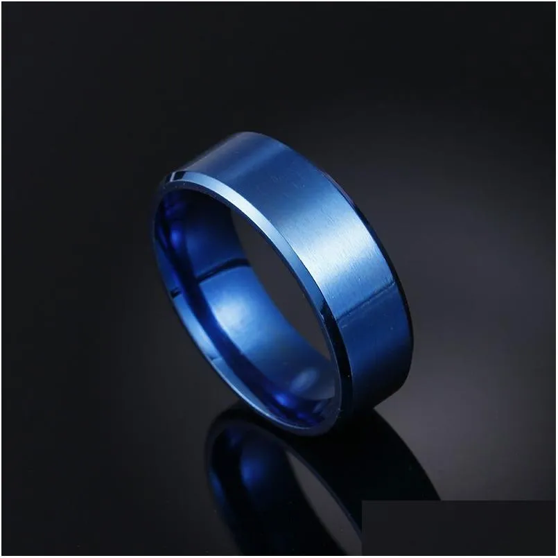 Band Rings Luxury Fashion Ring Matte Stainless Steel Wedding For Men Top Quality Gold Plated Jewelry Sier Blue Black Color Drop Deliv Dhvpr