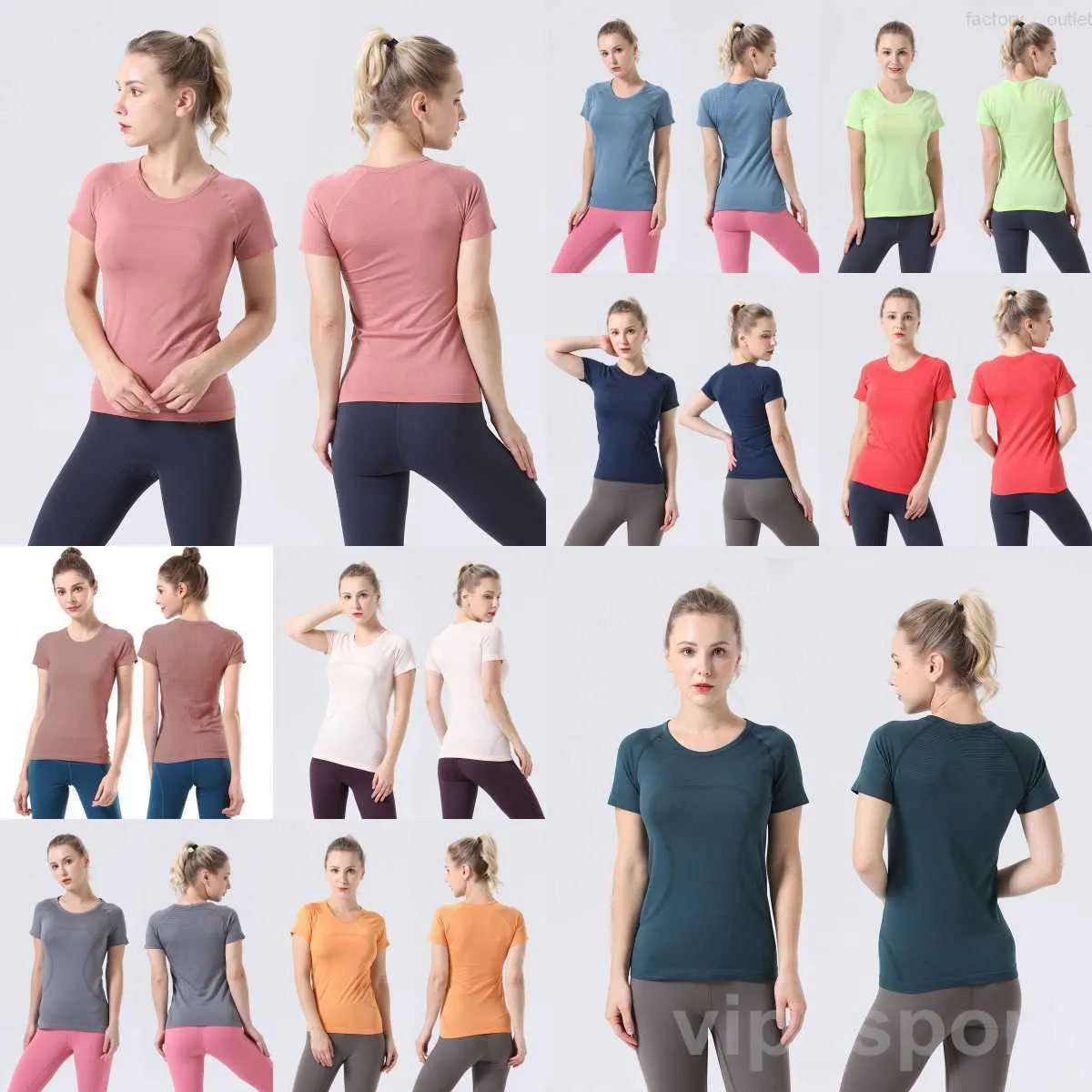 Yoga Femme Sport À Manches Courtes Running Fitness Tops Sexy Gym T-Shirts Couleur Unie Tee Shirt Respirant En Plein Air Yogas Débardeur Exercice Séchage Rapide