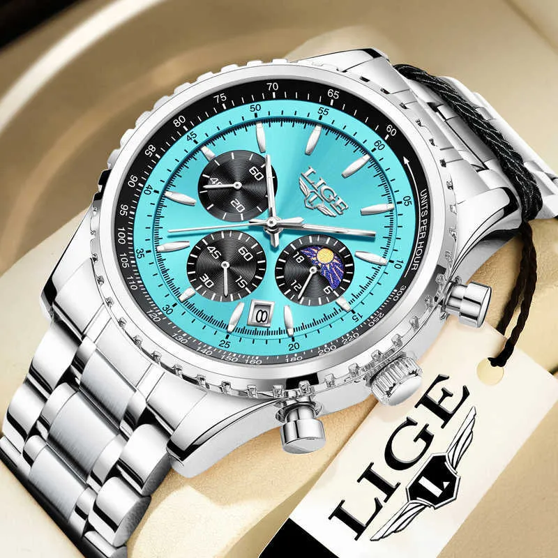 2023 Lige Top Brand Luxury New Men Watch Quartz Man Watches Waterproof Luminous For Date Chronograph Sport Wristwatch 230605