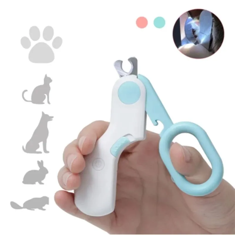 Cortador de unhas profissional para gatos com tesoura de luz LED adequado para aparador de ferramentas de higiene para cães Cortador de unhas para animais de estimação